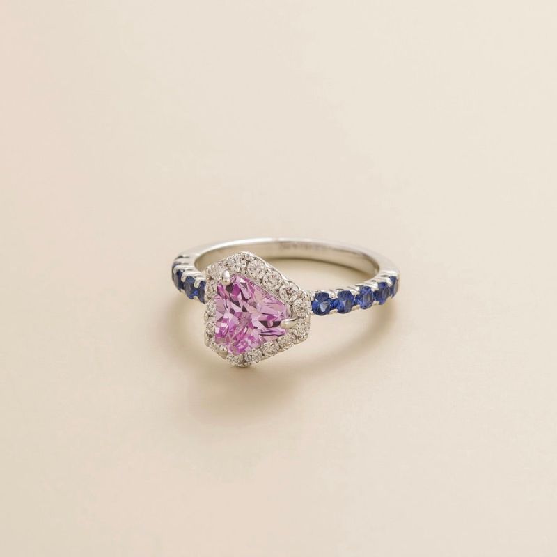 Diana Ring In Pink Sapphire, Diamond & Blue Sapphire image