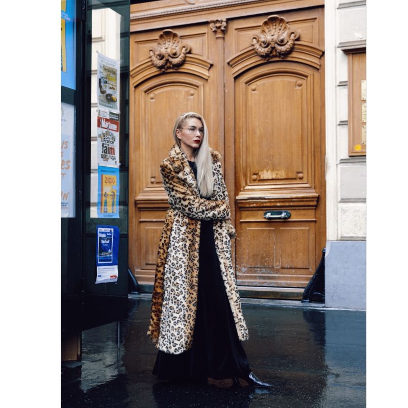 Demi-Season Animal Print Faux Fur Coat image