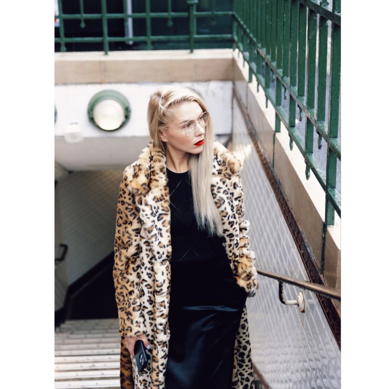 Demi-Season Animal Print Faux Fur Coat image