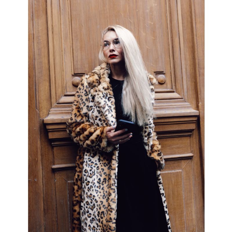 Demi-Season Animal Print Faux Fur Coat image