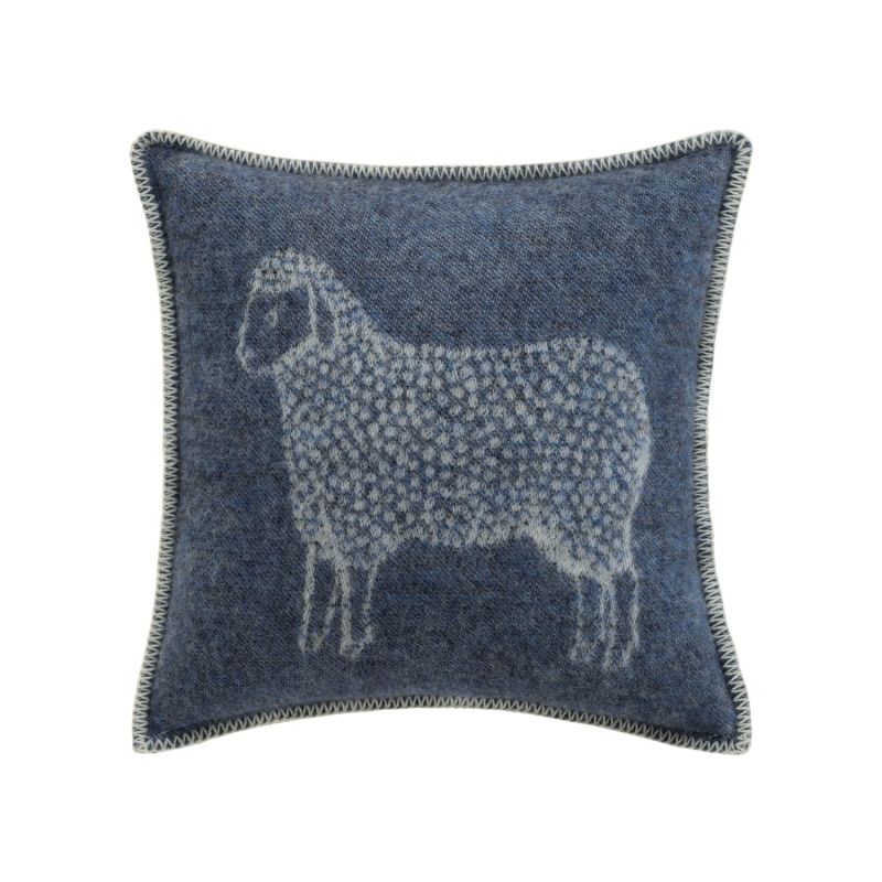 Denim Blue Sheep Wool Cushion image