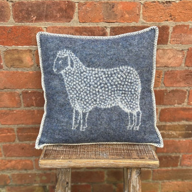 Denim Blue Sheep Wool Cushion image