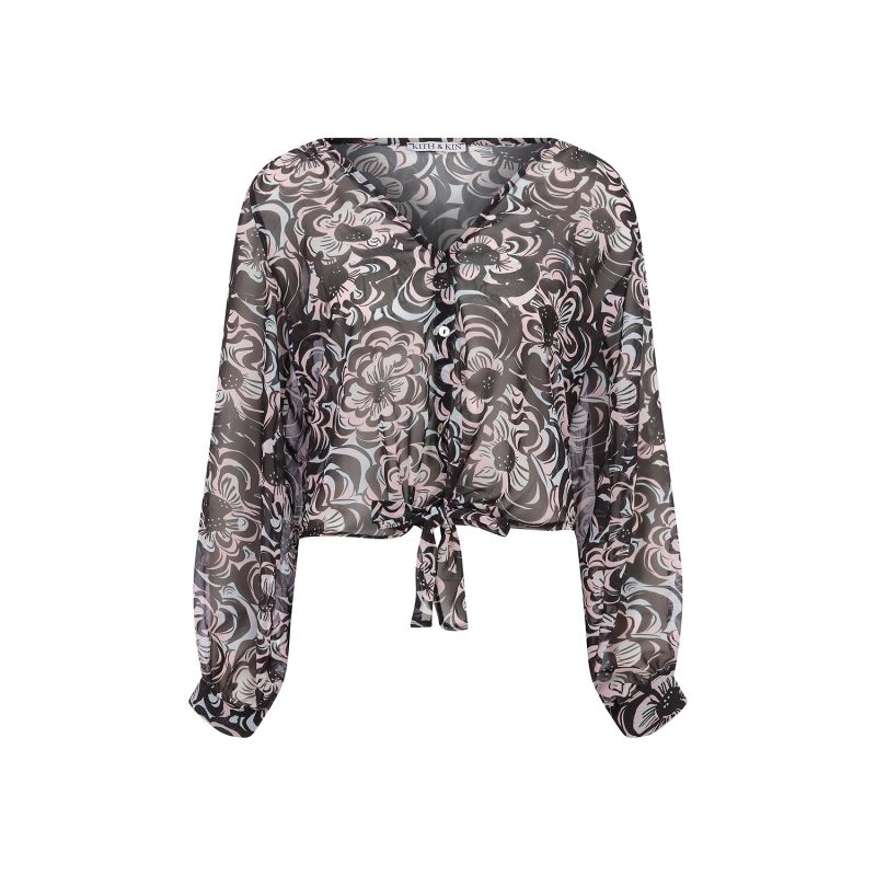 Print Chiffon Floral Shirt image