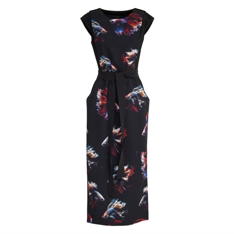 Designer Unique Dress With Print Black image