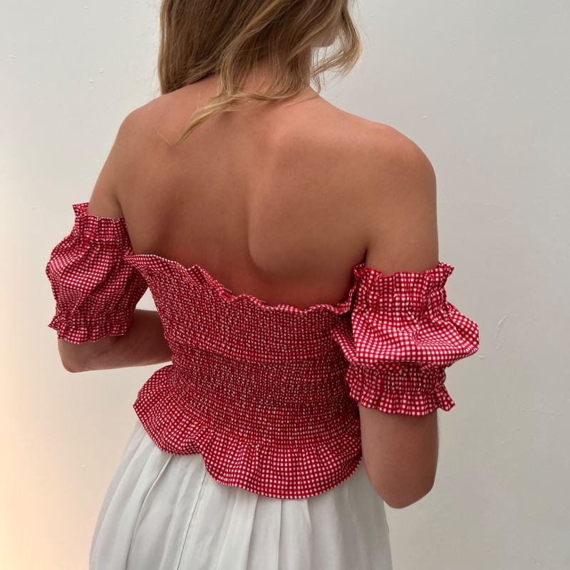 Desirée Puff Sleeve Top - Red Gingham image