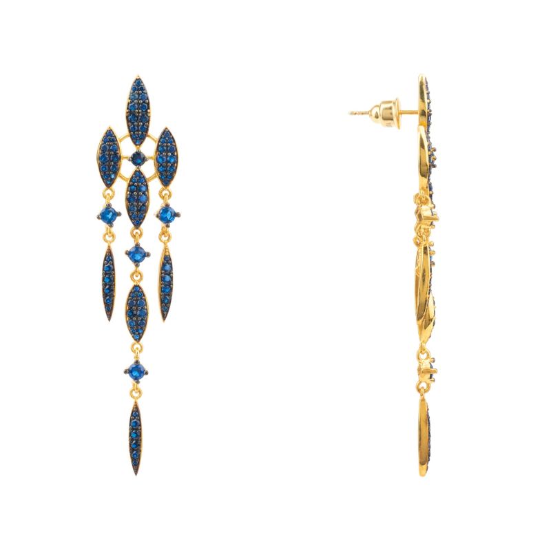 Valencia Statement Drop Earring Sapphire Blue Cz Gold image