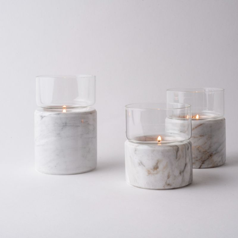 Santuario Candle Holder Set - White Marble image