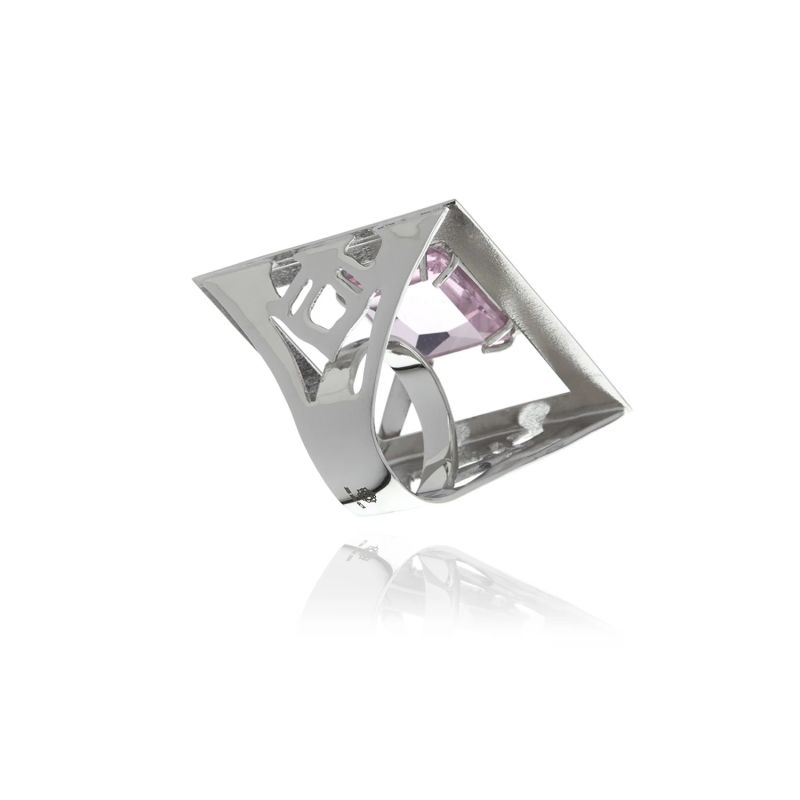 Silver Pink Square Ring image