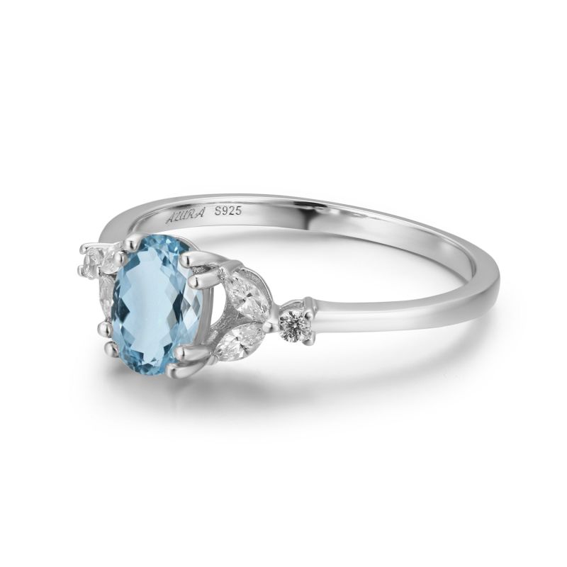 Stellar Aquamarine Ring White Gold Vermeil image