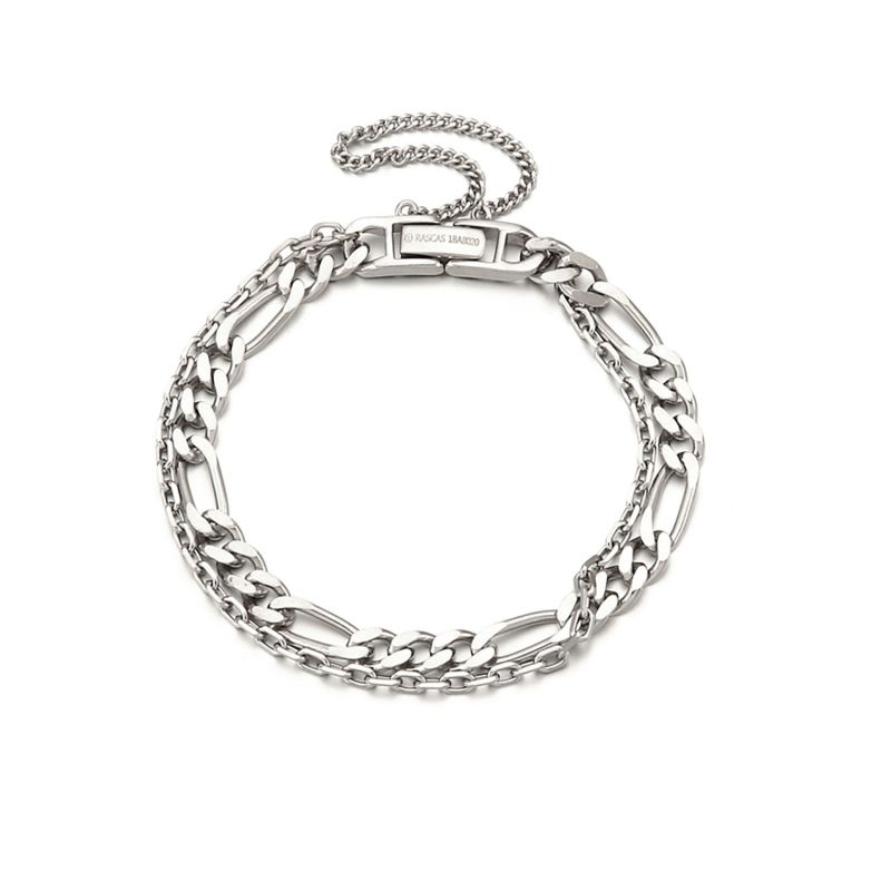 Rascas TVXQ Double Chain Bracelet In White Gold 925 Silver image