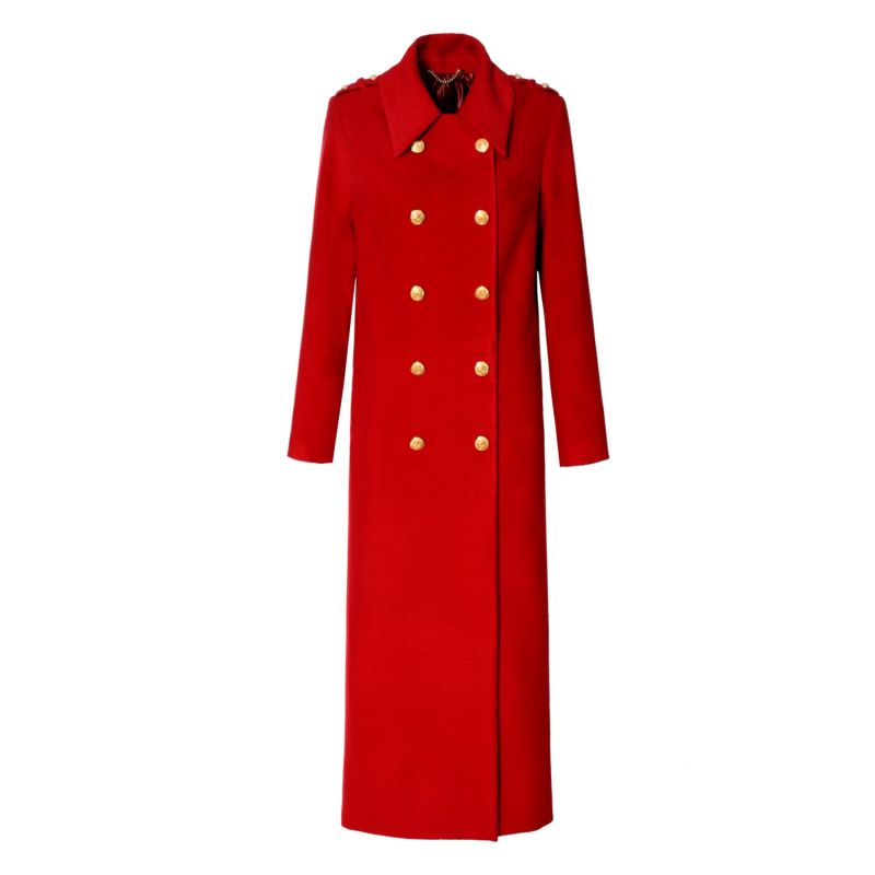 Nastasia Royal Red Maxi Military Coat AGGI by HALEWSKI Wolf & Badger