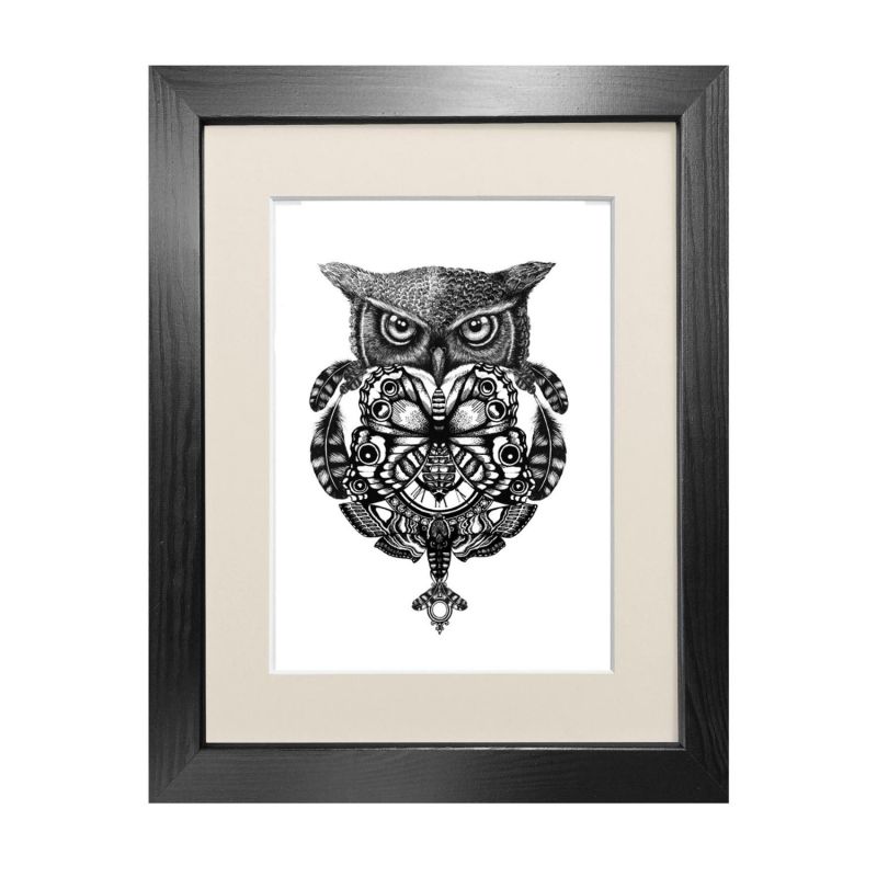 'The Owl & Pocket Watch' Fine Art Print A4 image