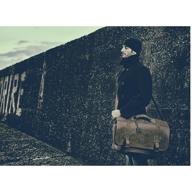 Leather Duffel Bag In Heritage Brown image