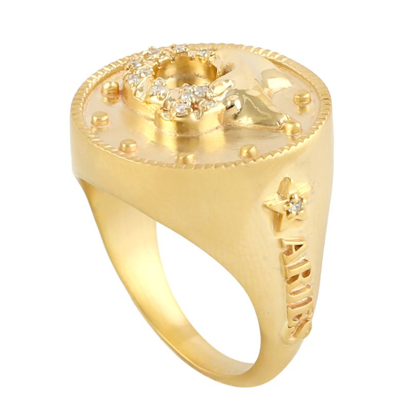 Diamond Aries Ring Yellow Gold Handmade Jewelry Diamond Rings image