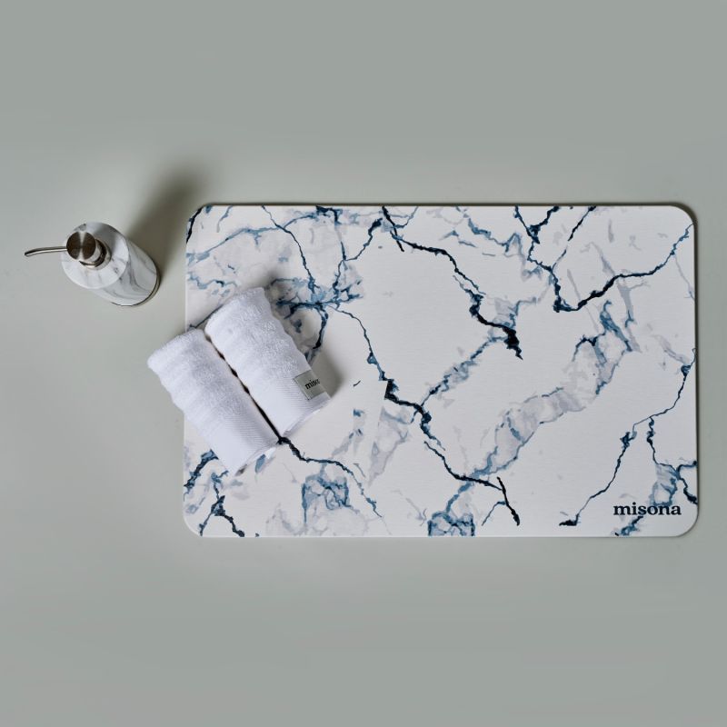 Diatomite Stone Bath Mat White Marble Misona Wolf & Badger