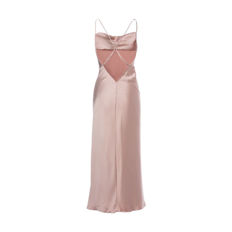 Tulum Cowl Neck Pink Satin Dress image