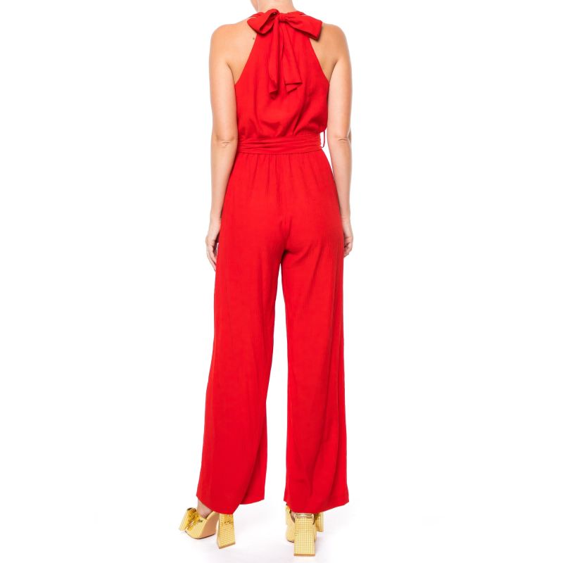 Disco top halter jumpsuit