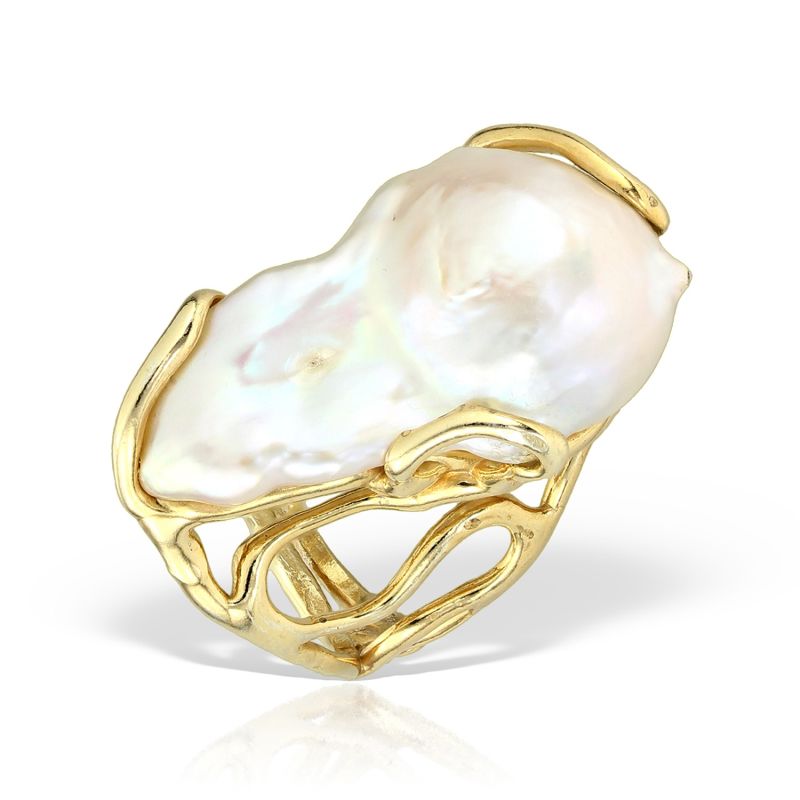 Disorder Baroque Pearl Ring, Gold Vermeil image