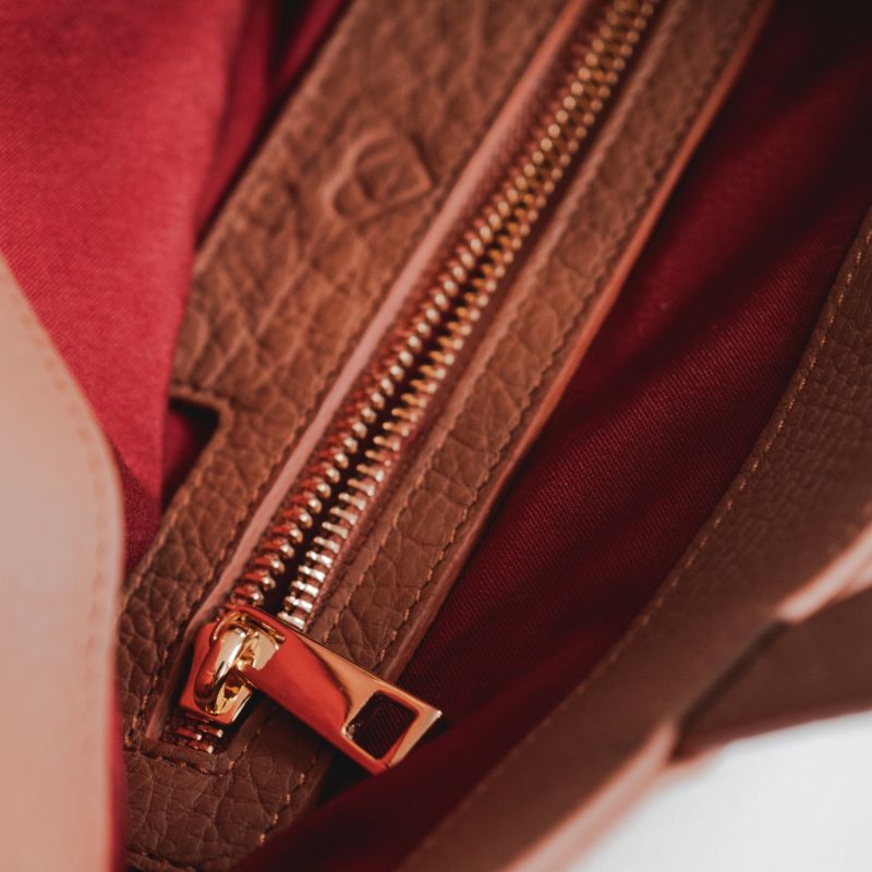 Brown Pebbled Calfskin Tote With Suede Fringes image