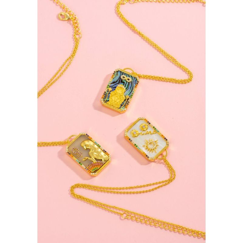 Goldplated "The Strength" Tarot Card Necklace image