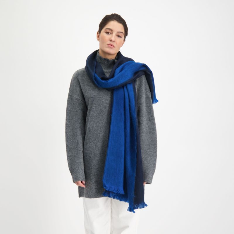 Double Scarf/Shawl Azure & Royal Blue Alpaca Wool image