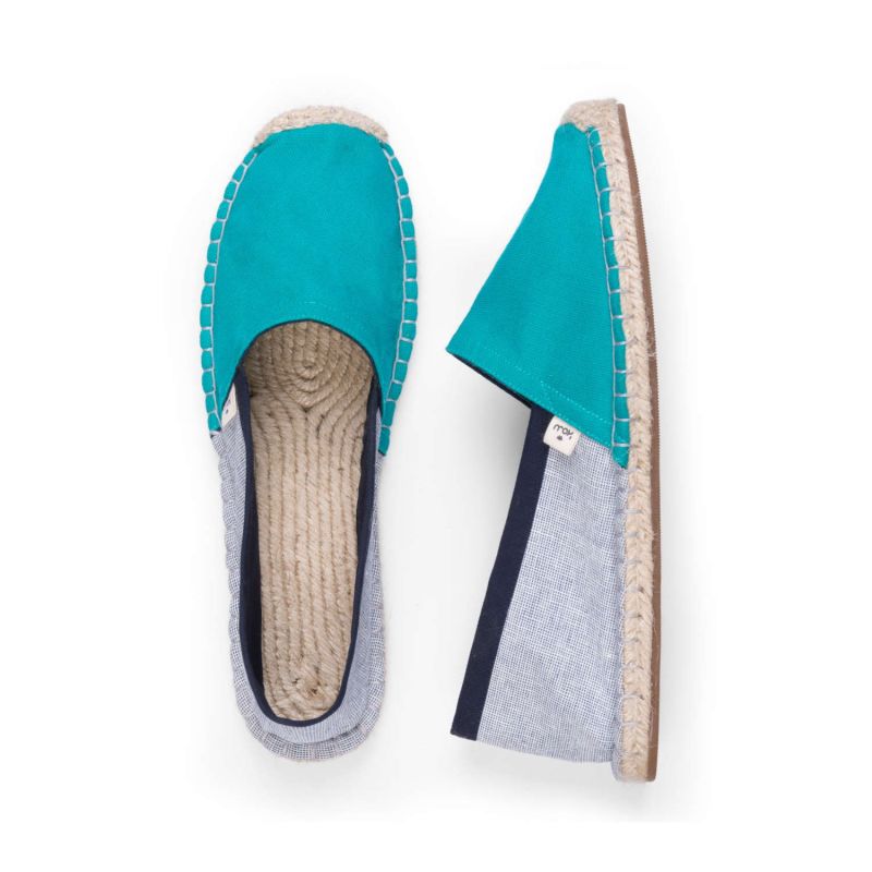 Handmade Vegan Classic Fit Espadrilles For Women In Curacao Turquoise Blue image