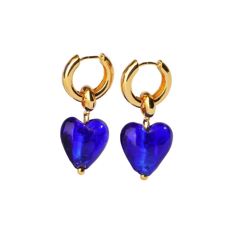 EsméE Blue Glaze Heart Dangle Earrings image