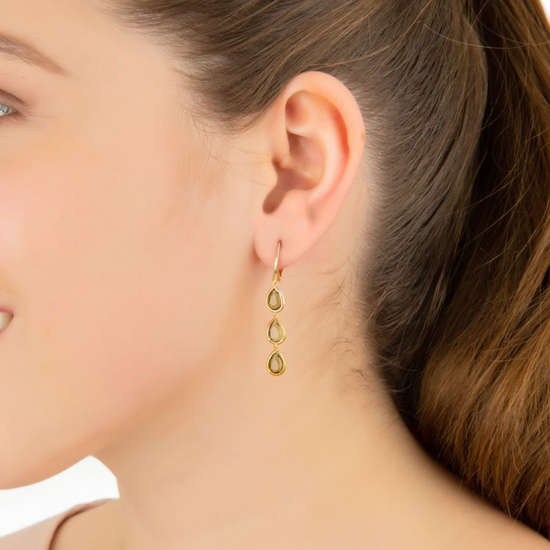 Sorrento Triple Drop Earrings Gold Citrine image