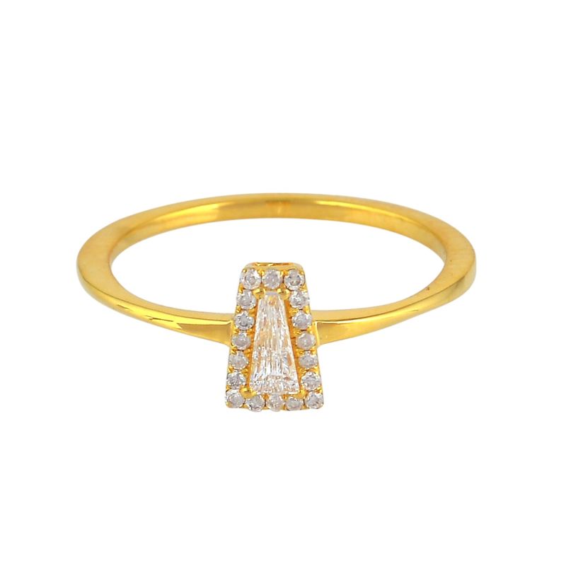 Bezel Set Natural Baguette Diamond In 18K Yellow Gold Ring image