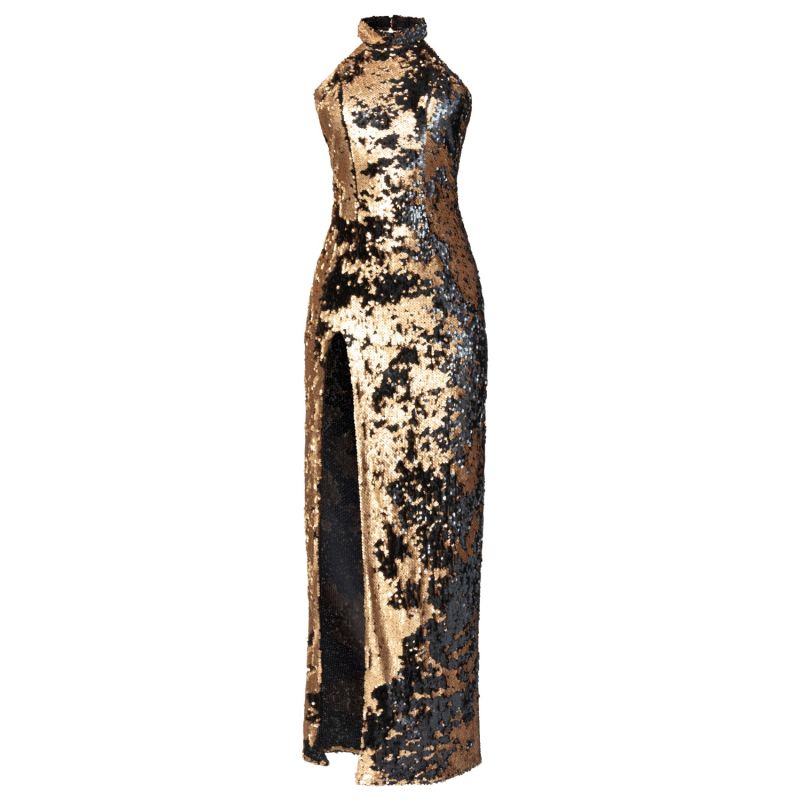 Golden Sequin Evening Dress Gala image