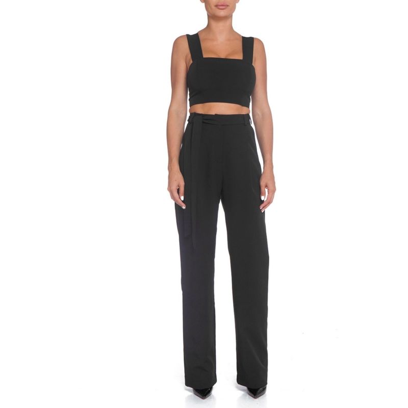 Wide Leg High Waist Trousers In Black image