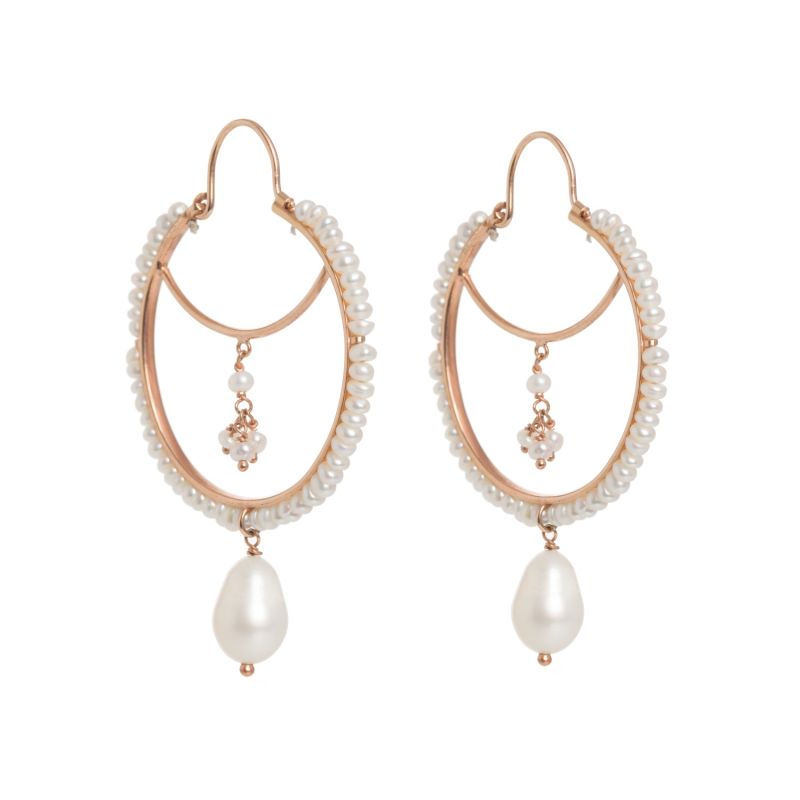 Pearly Drop Hoop Earrings image