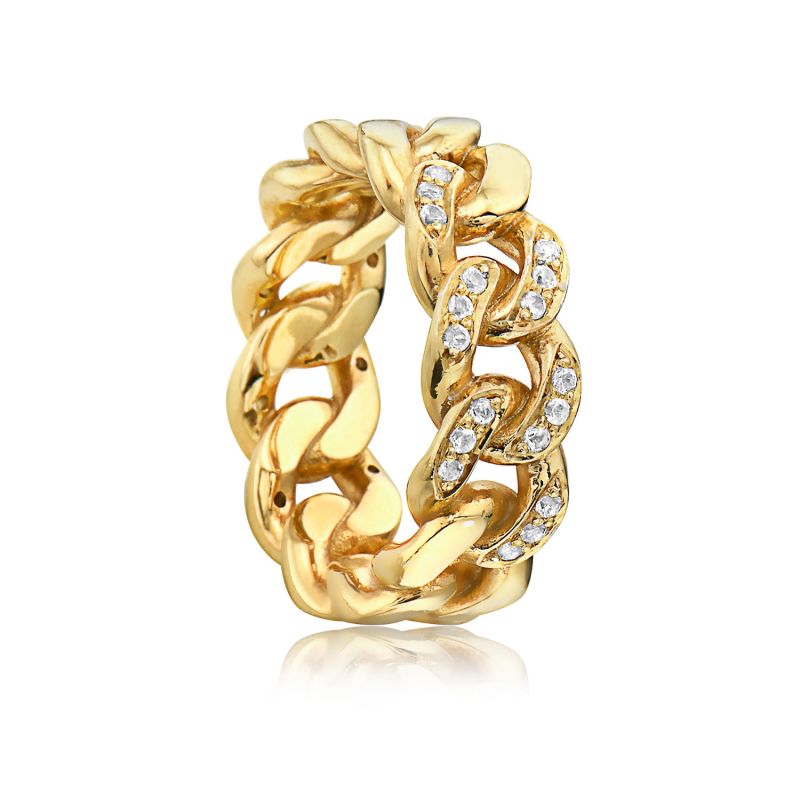 Gigi Gold Curb-chain Link Ring with White Sapphires image