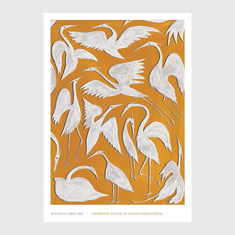 A4 Limited Edition Ldf Herons Print - Yellow & Orange image