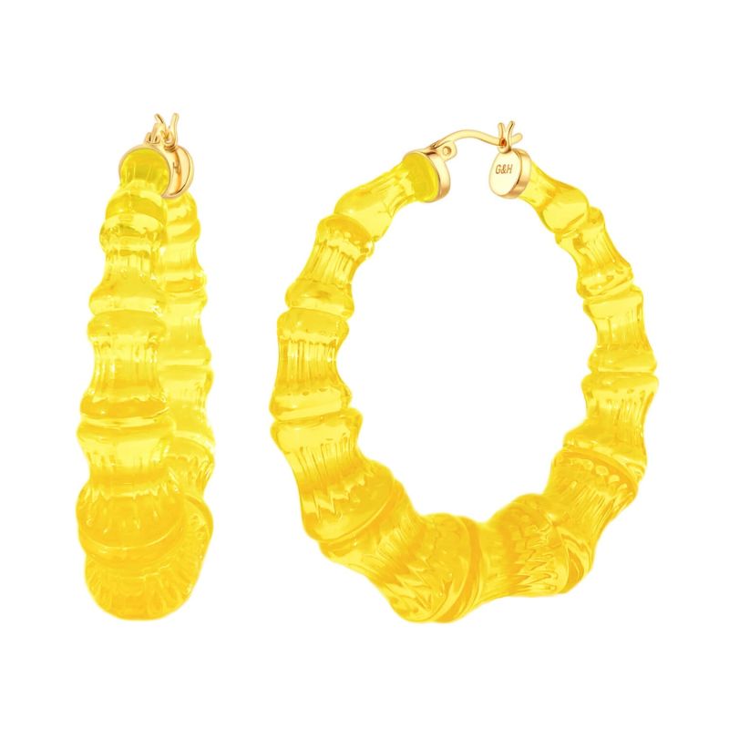 Bamboo Hoop Earrings In Lemon Yellow image