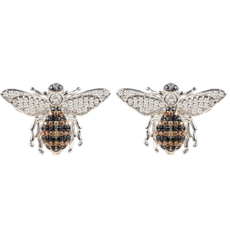 Honey Bee Stud Earrings Silver image