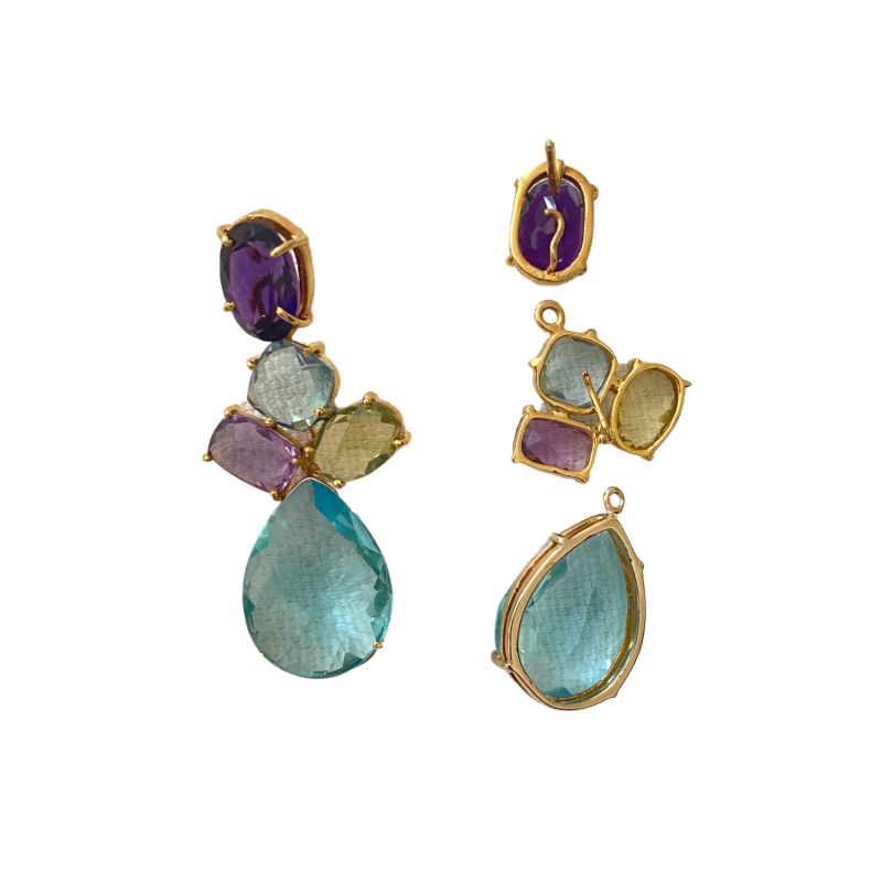 Amethyst, Blue Topaz & Citrine Earrings image