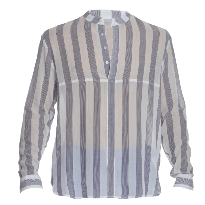 Long Sleeve Shirt White/Navy Stripe image