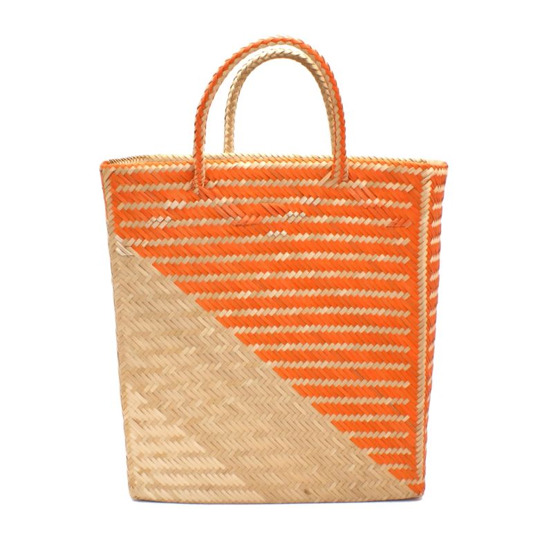 Capri Medium Orange Straw Basket Bag image