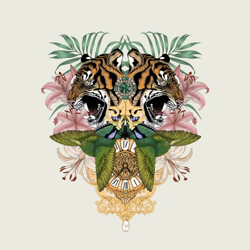 Antique Baroque Tiger Fine Art Print - A5 image