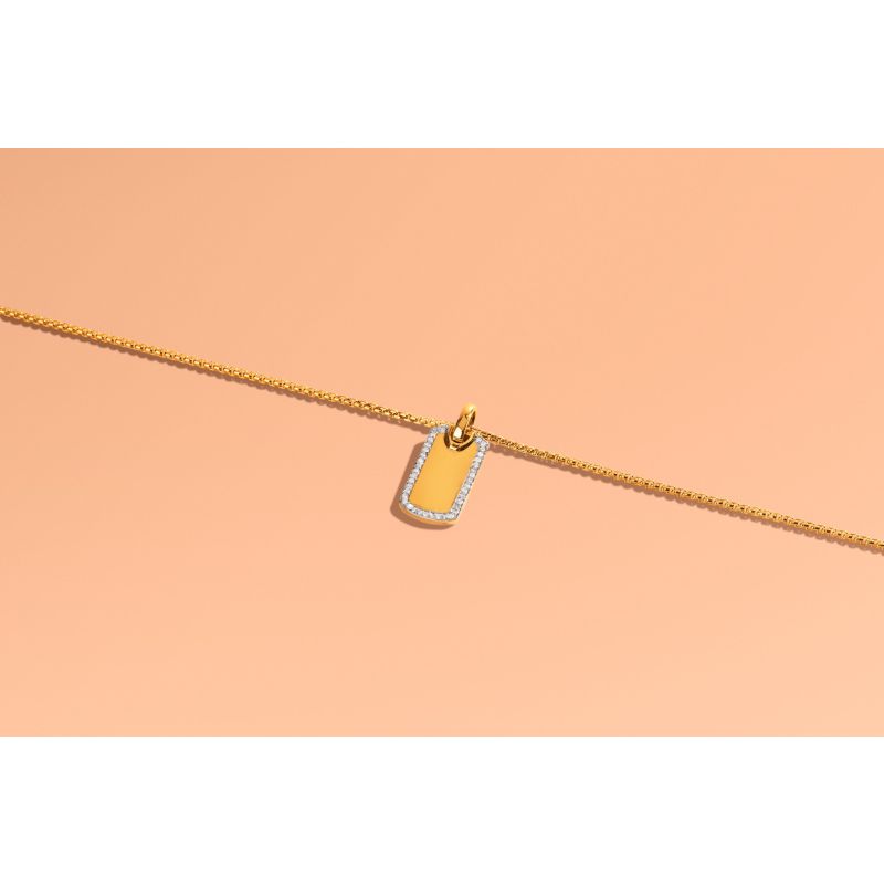 Dog Tag Stirrup Necklace In Solid Gold By Vincent Peach image