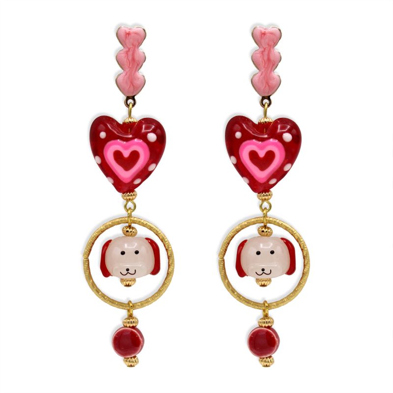 Dogs In Love Gold Earrings image