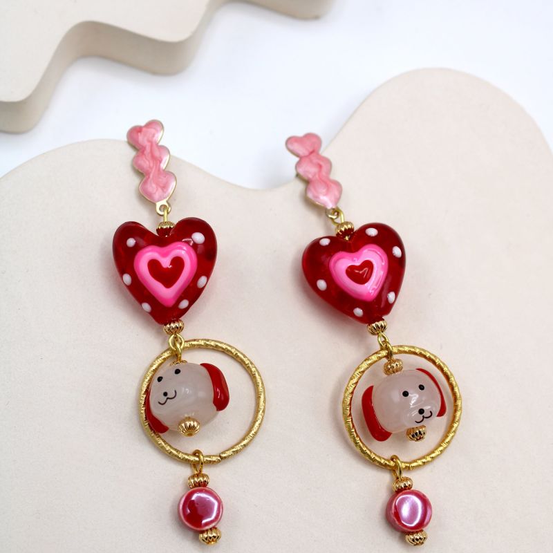 Dogs In Love Gold Earrings image