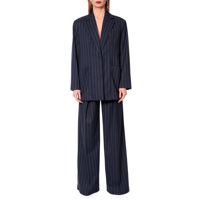 Dora Mood Indigo Oversized Tennis Stripe Long Blazer image