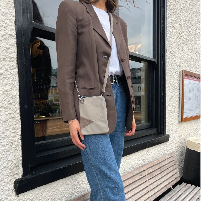 Doris Crossbody Leather And Suede In Porcini Taupe image