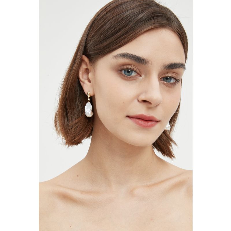Doris Gold Vermeil Natural Baroque Pearl Drop Earrings | Classicharms ...