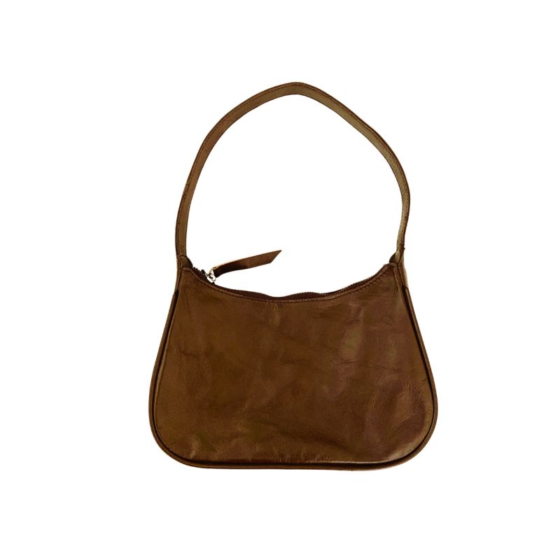 Dorothy Leather Baguette Bag In Dark Brown image