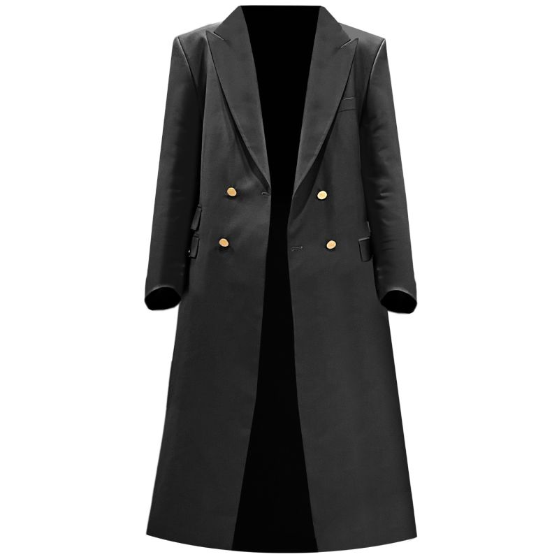 Double Breasted Blazer Trench Coat Black Women image