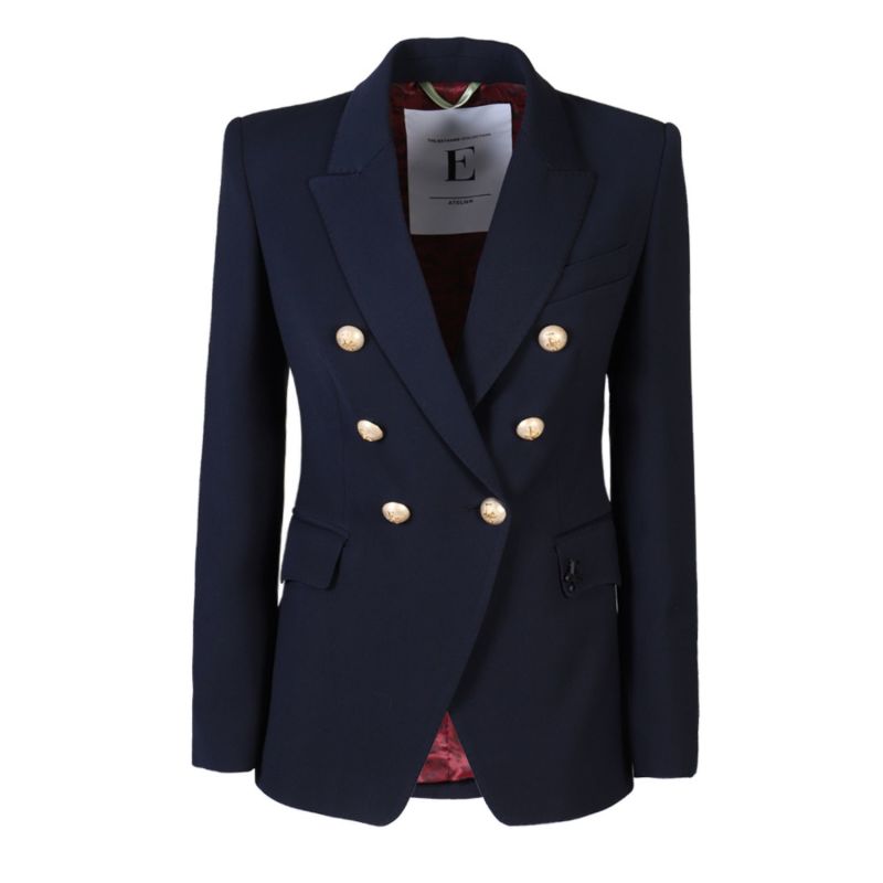 Double Breasted Premium Crepe Navy Blazer London image