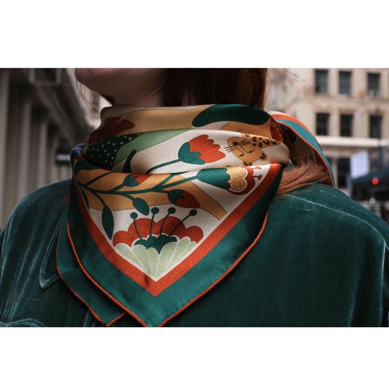 Double Sided Silk Scarf Of Green Wonderland image